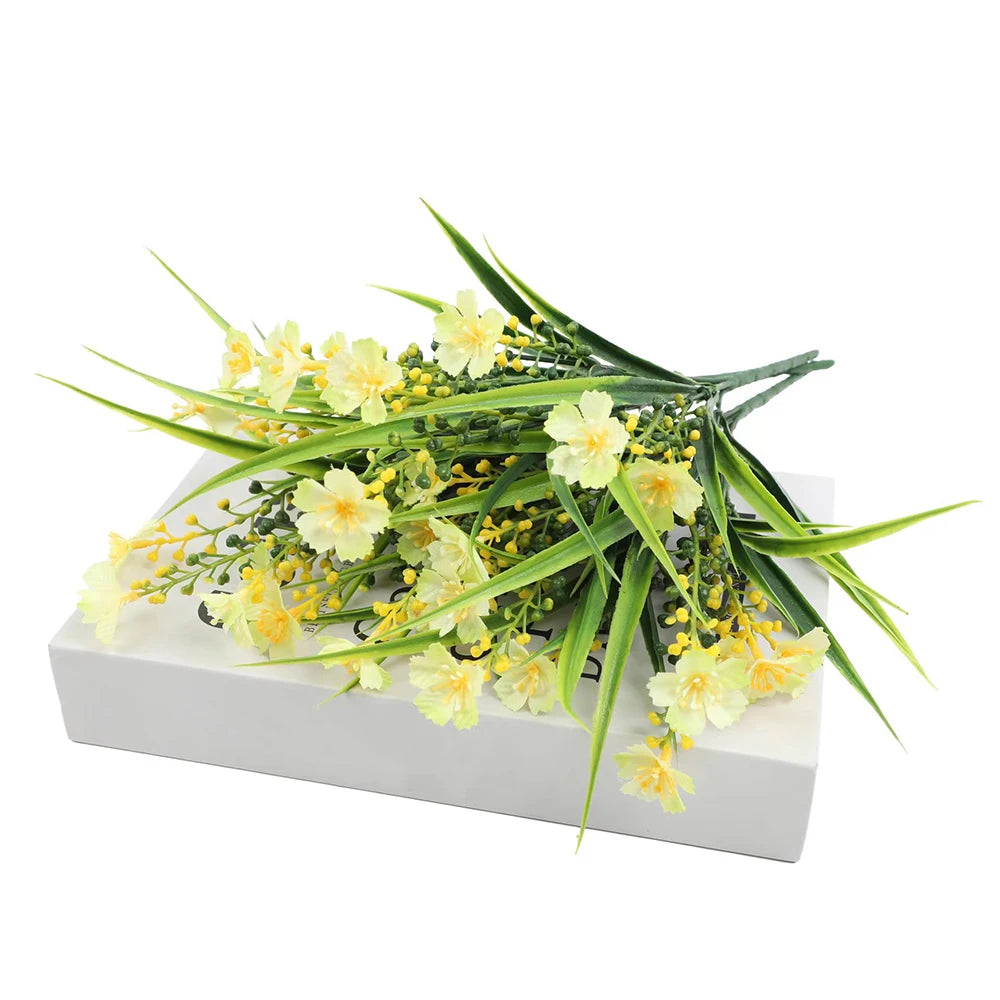 Artificial Flowers Outdoor UV Resistant Fake Plant for Home Garden Yard Wedding Decor Plastic Spring Summer Shrub Plants Flower