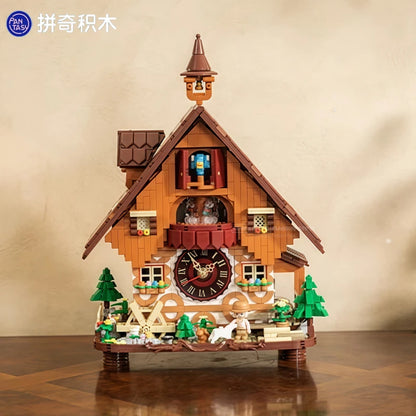 Cuckoo Clock Assembled Building Blocks Kawaii Time Theater Street View Toy Model Desktop Decorative Ornaments Holiday Gifts