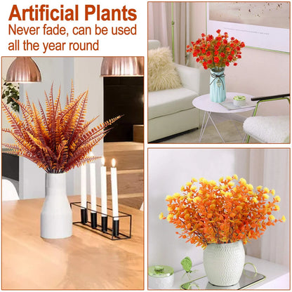 Artificial Flowers Outdoor UV Resistant Fake Plastic Plants Greenery Shrubs Arrangement for Home Porch Window Autumn Decoration