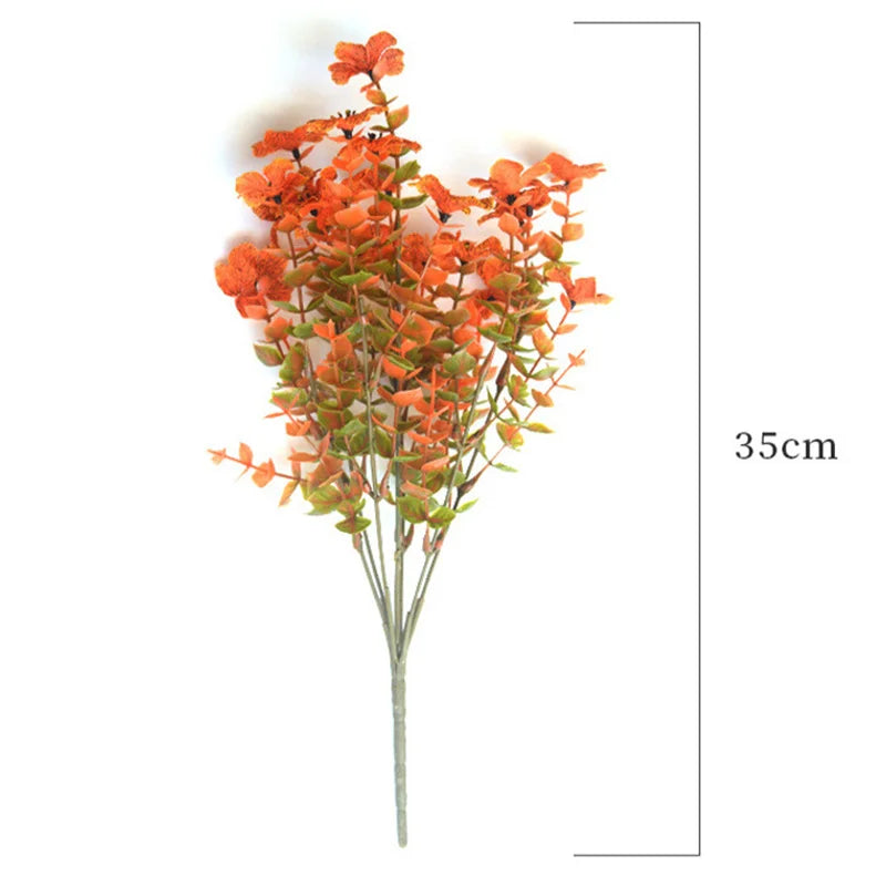 Artificial Flowers Outdoor UV Resistant Fake Plastic Plants Greenery Shrubs Arrangement for Home Porch Window Autumn Decoration