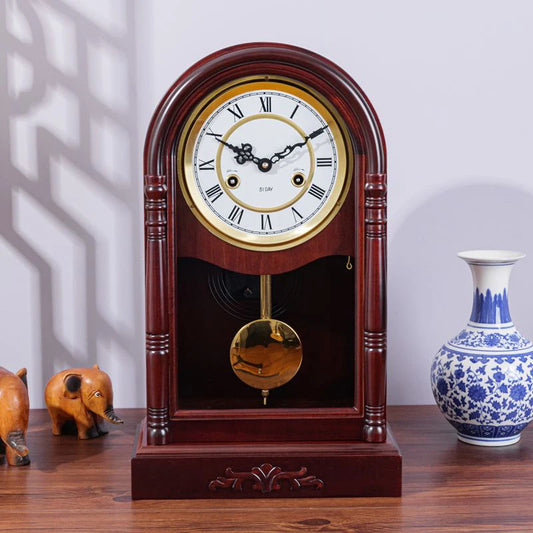Mechanical Desk Clock Vintage Table Clocks Solid Wood Desktop Decoration Clock Upper Chord Spring Time Reporting Pendulum Clocks