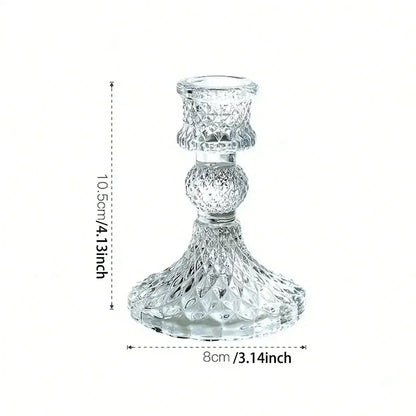 3pcs Candle Holders Retro Transparent Glass Candle Holders Suitable For Pillar Candles, Weddings, Holiday Parties Decoration