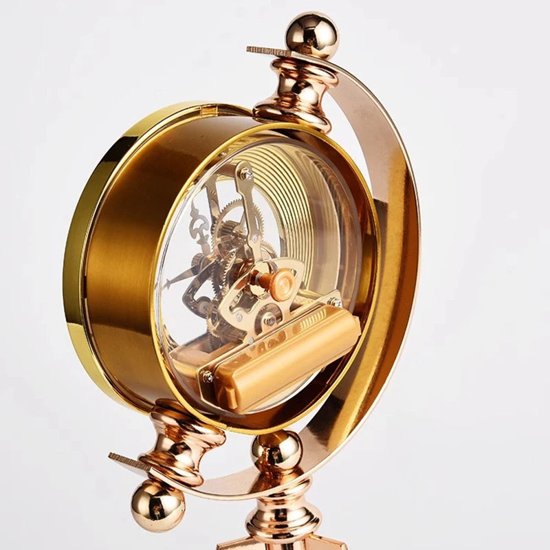 Gold Table Clock Luxury Metal Office Desk Clocks Aesthetic Tabletop Creative Quartz Desktop Clock Silent Home and Decoration