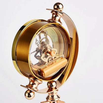 Gold Table Clock Luxury Metal Office Desk Clocks Aesthetic Tabletop Creative Quartz Desktop Clock Silent Home and Decoration