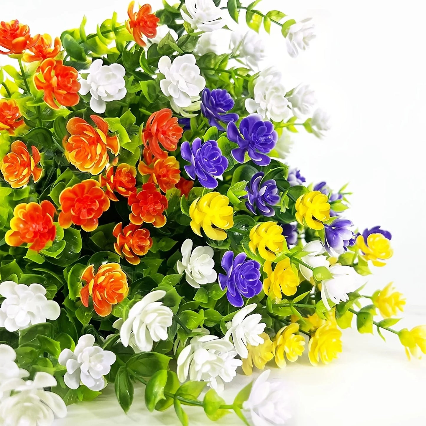 Artificial Flowers UV Resistant Outdoor Fake Flowers Plastic Hanging Shrubs Plants for Garden Porch Window Box Home Decoration