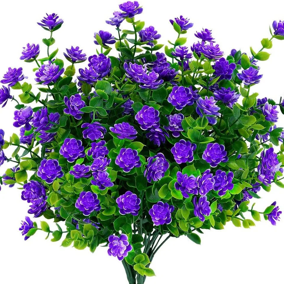Artificial Flowers UV Resistant Outdoor Fake Flowers Plastic Hanging Shrubs Plants for Garden Porch Window Box Home Decoration
