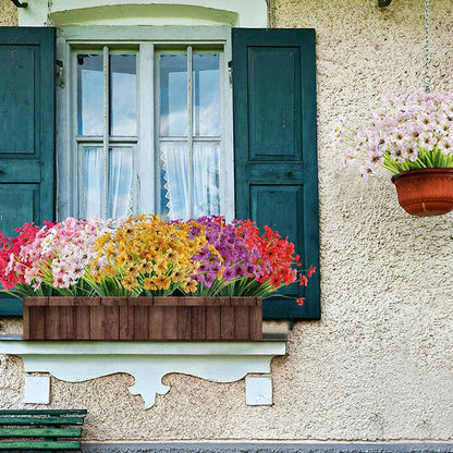 Artificial Flower Outdoor Fake Flowers UV Resistant Plants For Indoor Outside Hanging Plants Garden Porch Window Box Home Decor