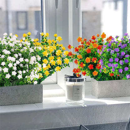 Artificial Flowers UV Resistant Outdoor Fake Flowers Plastic Hanging Shrubs Plants for Garden Porch Window Box Home Decoration