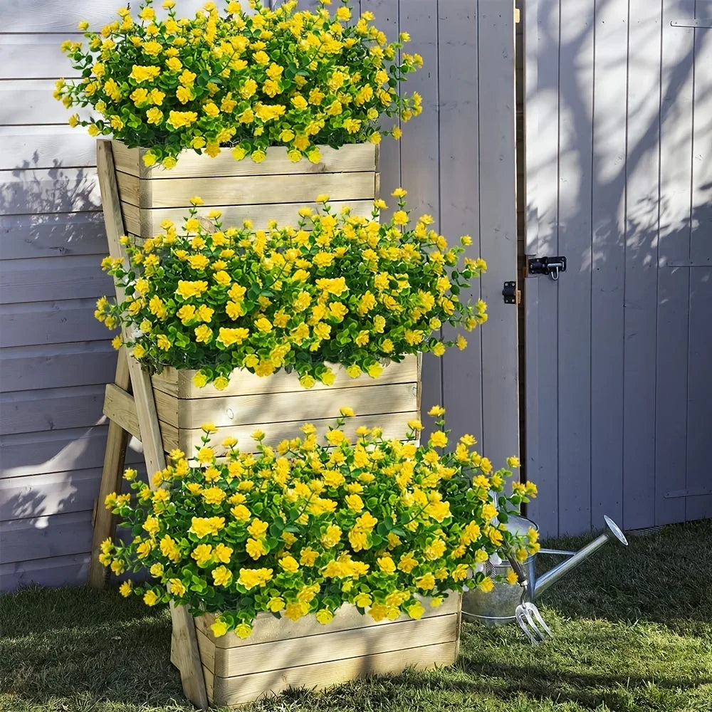 Artificial Flowers UV Resistant Outdoor Fake Flowers Plastic Hanging Shrubs Plants for Garden Porch Window Box Home Decoration