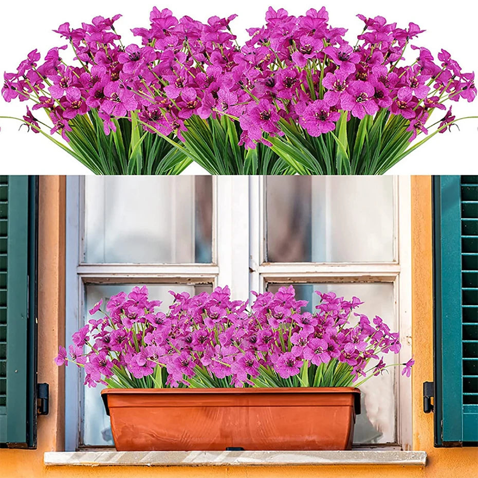 Artificial Flower Outdoor Fake Flowers UV Resistant Plants For Indoor Outside Hanging Plants Garden Porch Window Box Home Decor