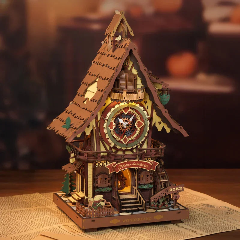 Robotime Rokr Cuckoo Clock Mechanical 3D Wooden Puzzles DIY Mechanical Aesthetic Room Decor Unique Gift for Adult