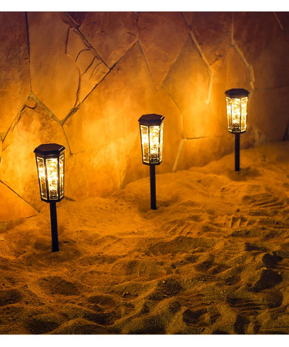 Solar Lamps Light Up Automatically When It Gets Dark. Outdoor Lamps Are Inserted for Garden and Courtyard Atmosphere Decoration