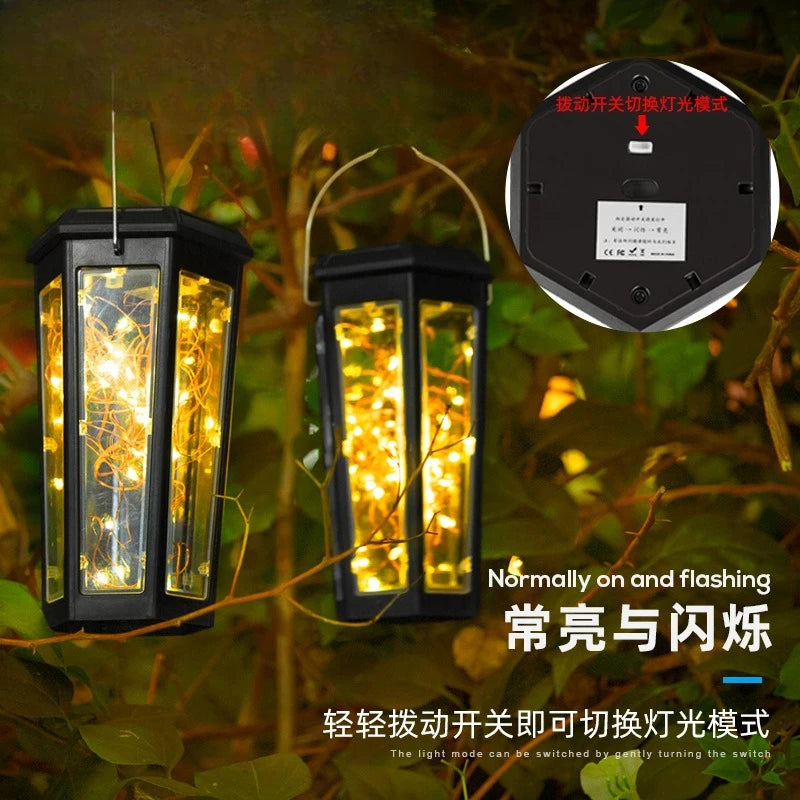 Solar Lamps Light Up Automatically When It Gets Dark. Outdoor Lamps Are Inserted for Garden and Courtyard Atmosphere Decoration