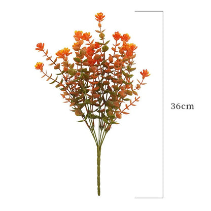 Artificial Flowers Outdoor UV Resistant Fake Plastic Plants Greenery Shrubs Arrangement for Home Porch Window Autumn Decoration