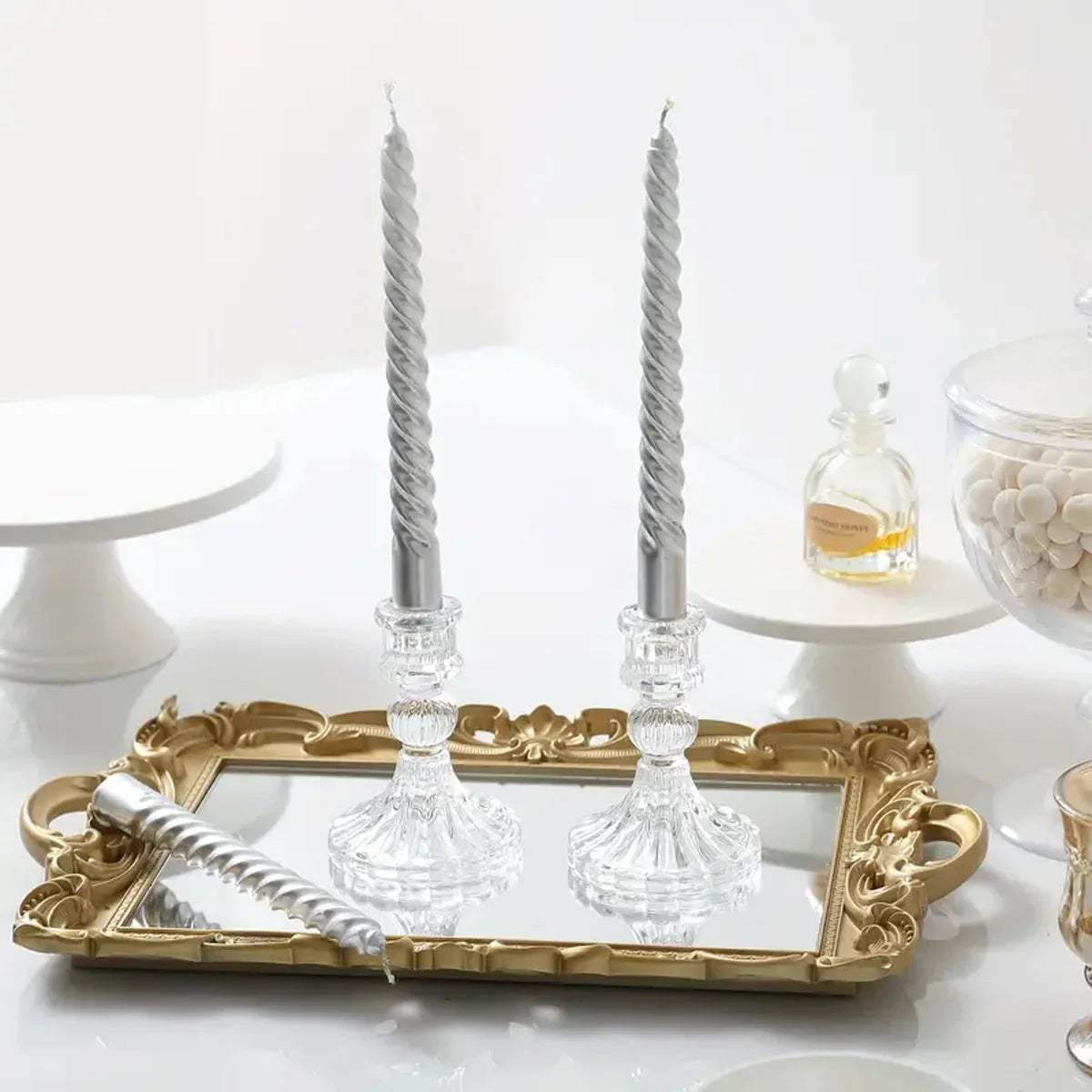 3pcs Candle Holders Retro Transparent Glass Candle Holders Suitable For Pillar Candles, Weddings, Holiday Parties Decoration