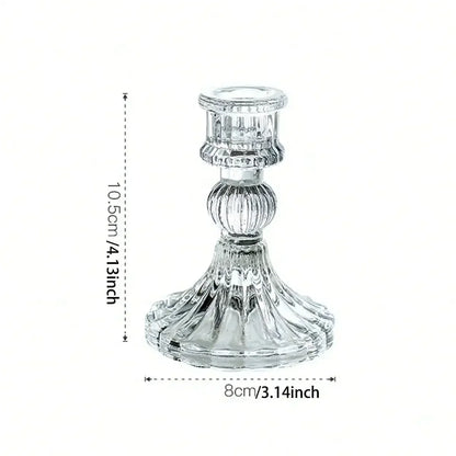 3pcs Candle Holders Retro Transparent Glass Candle Holders Suitable For Pillar Candles, Weddings, Holiday Parties Decoration