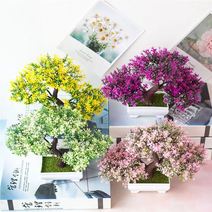 Artificial Plants Bonsai Fake Plant Flowers Potted Ornaments For Table Home Hotel Room  Decoration Garden Decor Small Tree Pot