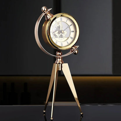 Gold Table Clock Luxury Metal Office Desk Clocks Aesthetic Tabletop Creative Quartz Desktop Clock Silent Home and Decoration