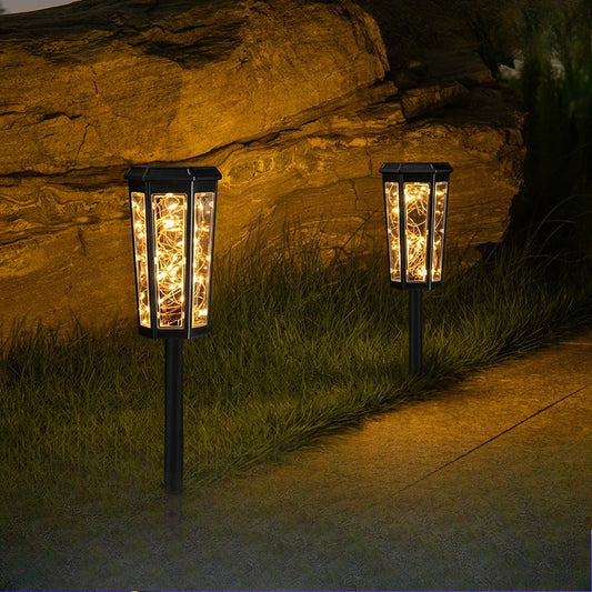 Solar Lamps Light Up Automatically When It Gets Dark. Outdoor Lamps Are Inserted for Garden and Courtyard Atmosphere Decoration