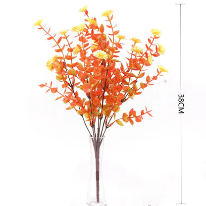 Artificial Flowers Outdoor UV Resistant Fake Plastic Plants Greenery Shrubs Arrangement for Home Porch Window Autumn Decoration