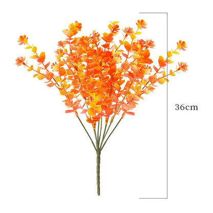 Artificial Flowers Outdoor UV Resistant Fake Plastic Plants Greenery Shrubs Arrangement for Home Porch Window Autumn Decoration