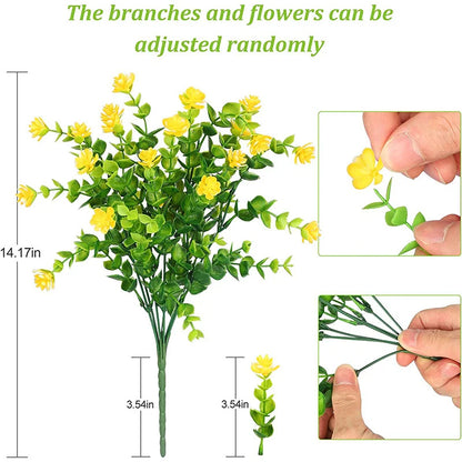 Artificial Flowers UV Resistant Outdoor Fake Flowers Plastic Hanging Shrubs Plants for Garden Porch Window Box Home Decoration