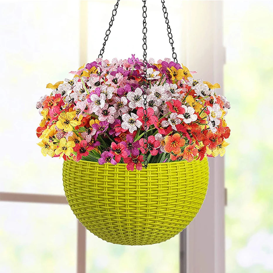 Artificial Flower Outdoor Fake Flowers UV Resistant Plants For Indoor Outside Hanging Plants Garden Porch Window Box Home Decor