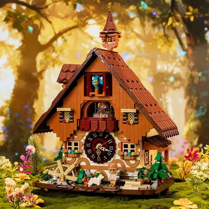 Cuckoo Clock Assembled Building Blocks Kawaii Time Theater Street View Toy Model Desktop Decorative Ornaments Holiday Gifts
