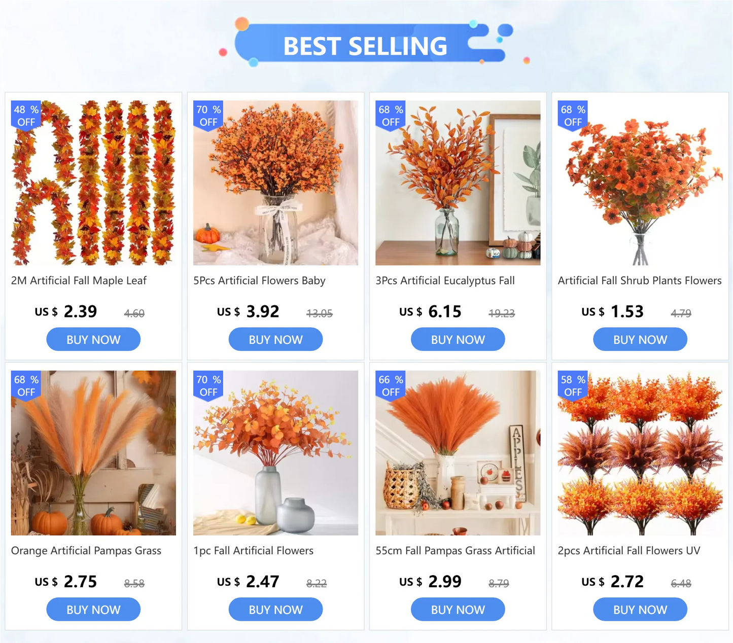 Artificial Flowers Outdoor UV Resistant Fake Plastic Plants Greenery Shrubs Arrangement for Home Porch Window Autumn Decoration