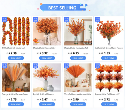 Artificial Flowers Outdoor UV Resistant Fake Plastic Plants Greenery Shrubs Arrangement for Home Porch Window Autumn Decoration