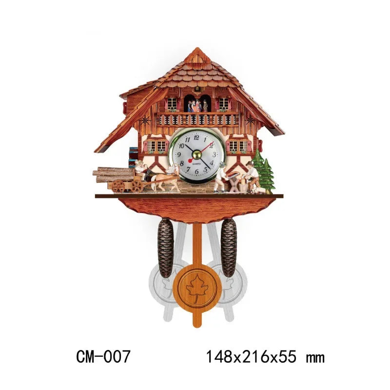 Big Fashion Wooden Cuckoo Clock Handmade Wall Cuckoo Alarm Clock Traditional Wooden Clock Living Room Home Wall Clocks For Decor