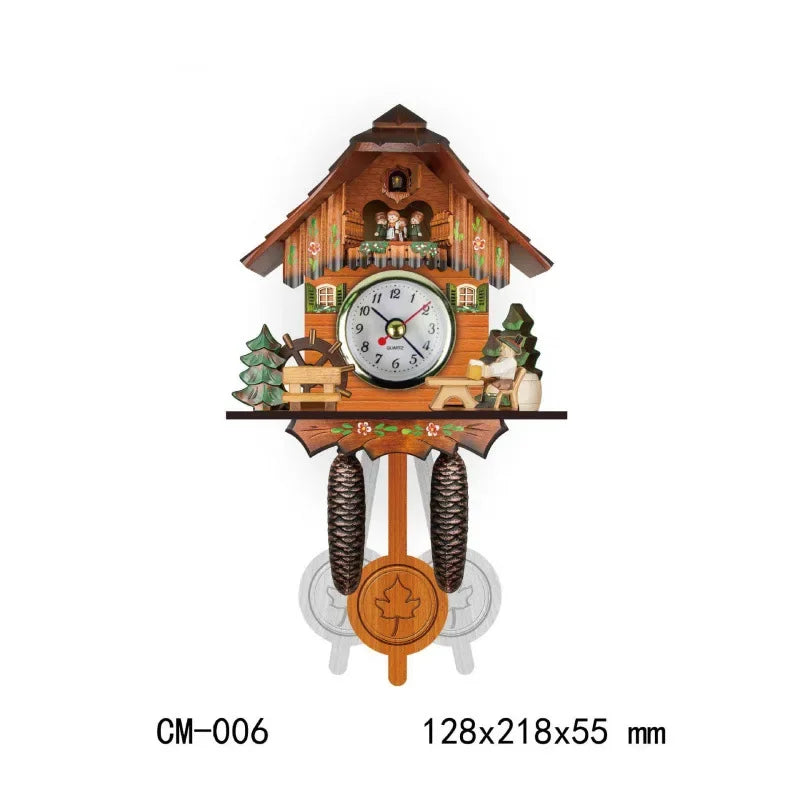 Big Fashion Wooden Cuckoo Clock Handmade Wall Cuckoo Alarm Clock Traditional Wooden Clock Living Room Home Wall Clocks For Decor