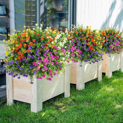 Artificial Flowers UV Resistant Outdoor Fake Flowers Plastic Hanging Shrubs Plants for Garden Porch Window Box Home Decoration