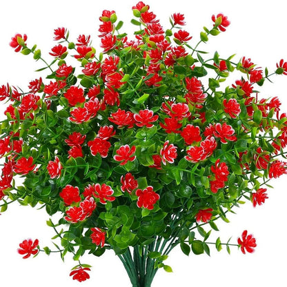 Artificial Flowers UV Resistant Outdoor Fake Flowers Plastic Hanging Shrubs Plants for Garden Porch Window Box Home Decoration