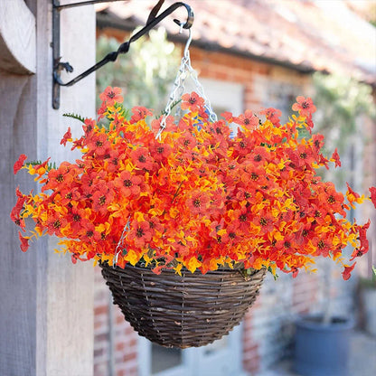 Artificial Flowers Outdoor UV Resistant Fake Plastic Plants Greenery Shrubs Arrangement for Home Porch Window Autumn Decoration