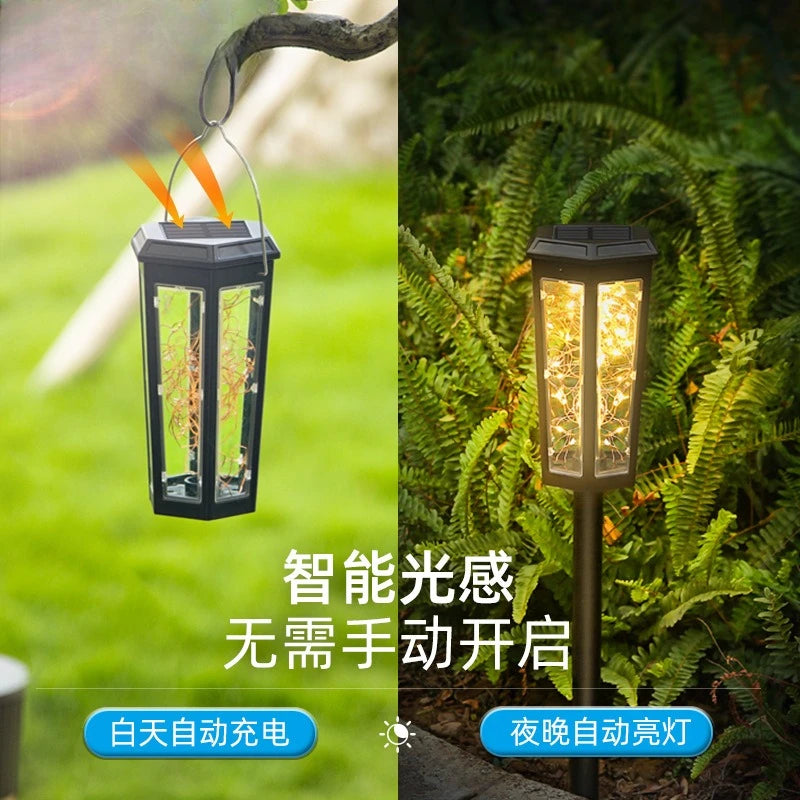 Solar Lamps Light Up Automatically When It Gets Dark. Outdoor Lamps Are Inserted for Garden and Courtyard Atmosphere Decoration