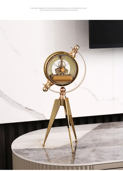 Gold Table Clock Luxury Metal Office Desk Clocks Aesthetic Tabletop Creative Quartz Desktop Clock Silent Home and Decoration