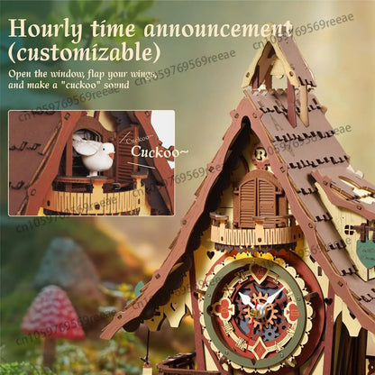 3D Wooden Puzzle Cuckoo Clock Kit Black Forest Style with Working Bird  DIY Clock Model Kit for Kids Adults Model