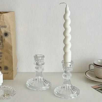 3pcs Candle Holders Retro Transparent Glass Candle Holders Suitable For Pillar Candles, Weddings, Holiday Parties Decoration